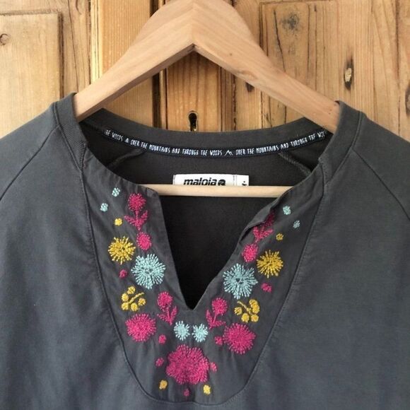 Maloja Medium Longsleeve Gray Embroidered Blouse‎ - Picture 2 of 10